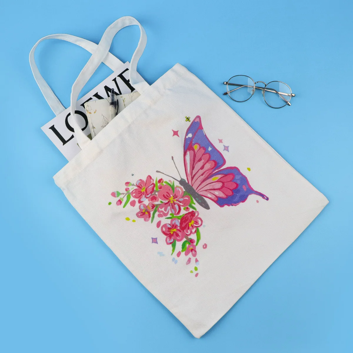 Bolso táctico de lona bandolera estampado mariposa – Plegable mujer