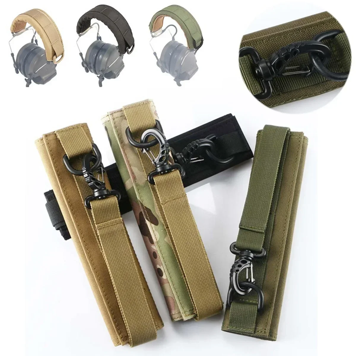 Funda Modular para auriculares, diadema Molle, funda protectora para micrófono y auriculares, orejera para caza, correa de soporte para auriculares - imagen 4