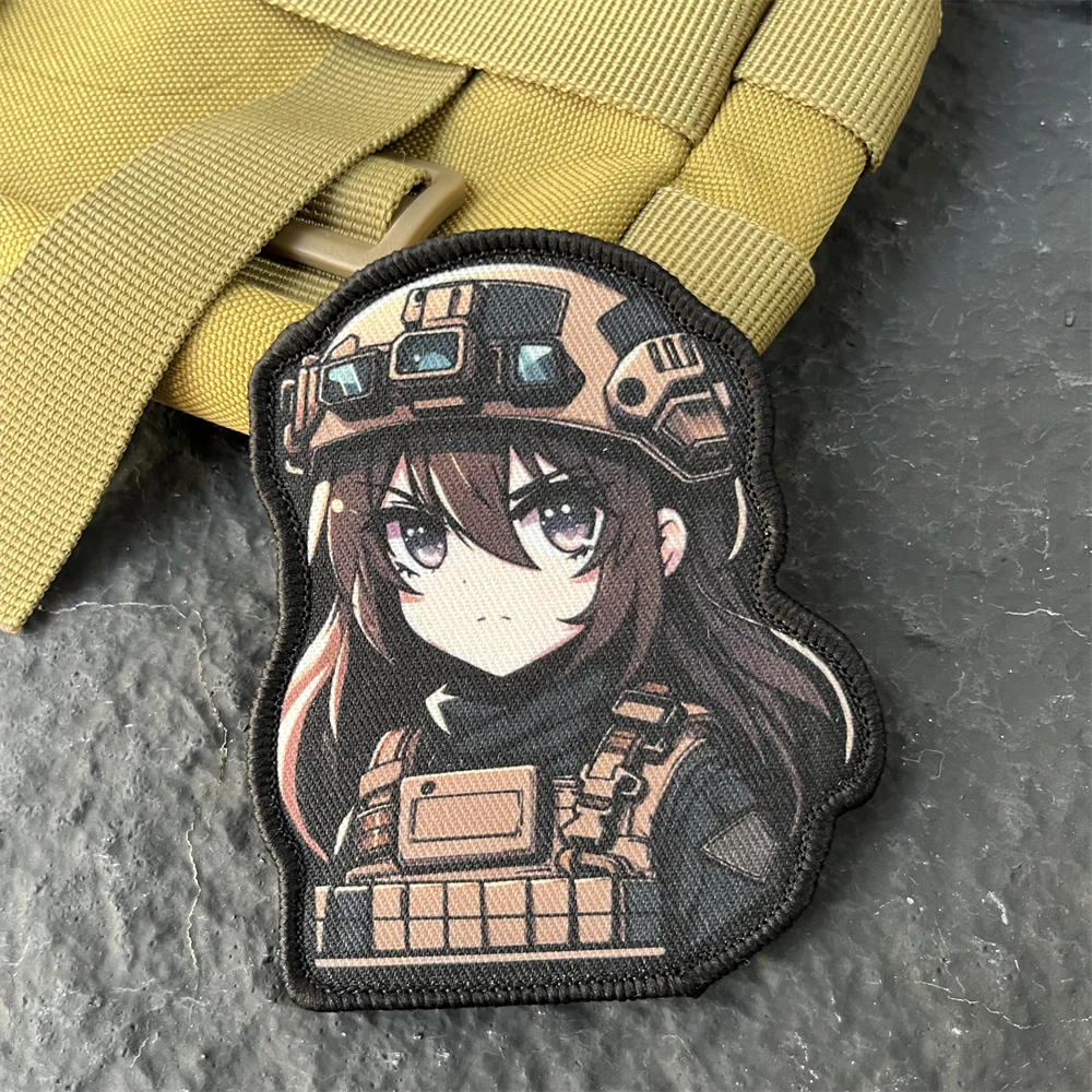 Insignia de moral de Anime japonés, parche de gancho y bucle estampado bidimensional para chica, pegatina decorativa para mochila táctica - imagen 5