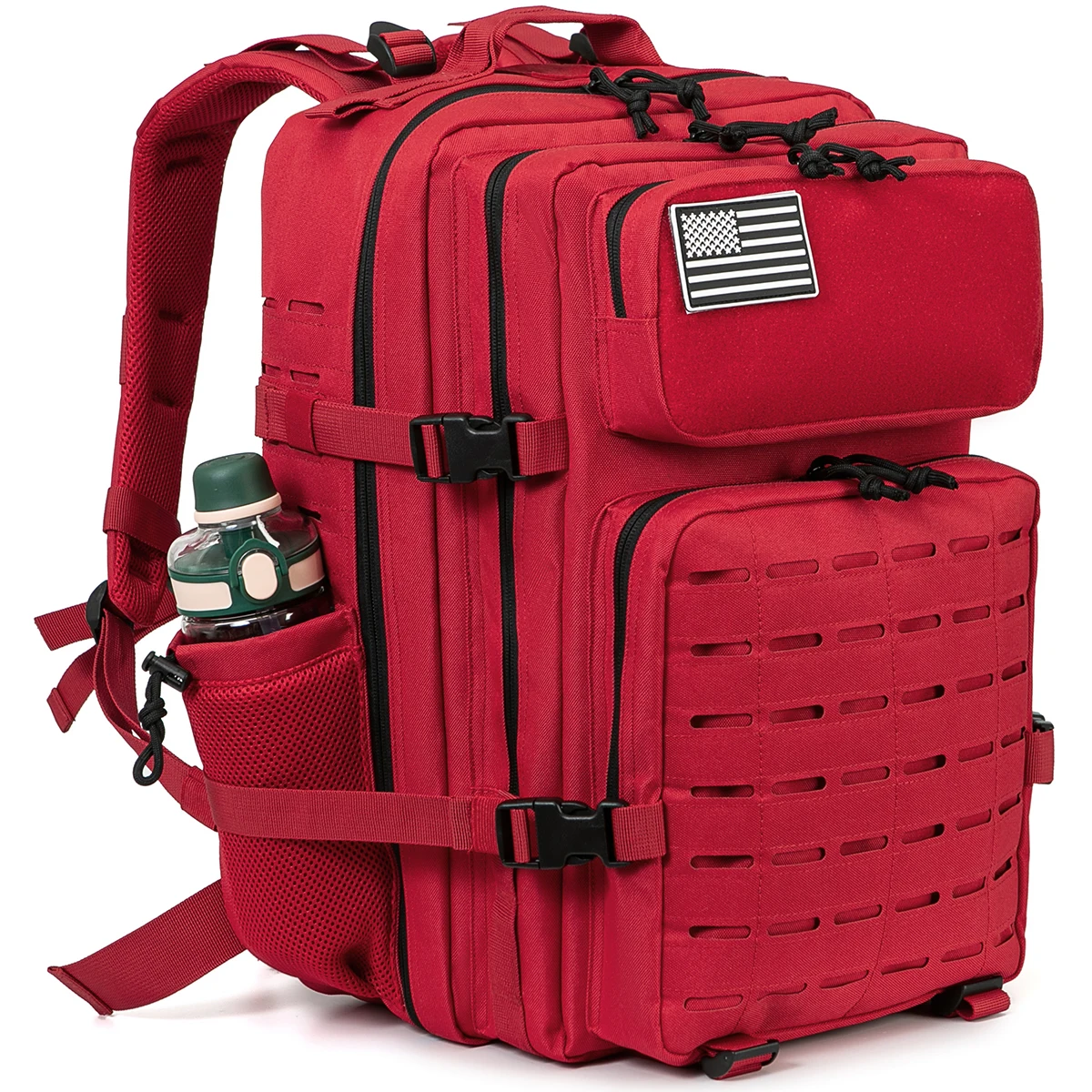 Mochila táctica de 25L/45L para exteriores para mujeres/hombres corte láser Molle senderismo paquete de 3 días mochila escolar mochila de gimnasio con portavasos doble - imagen 4