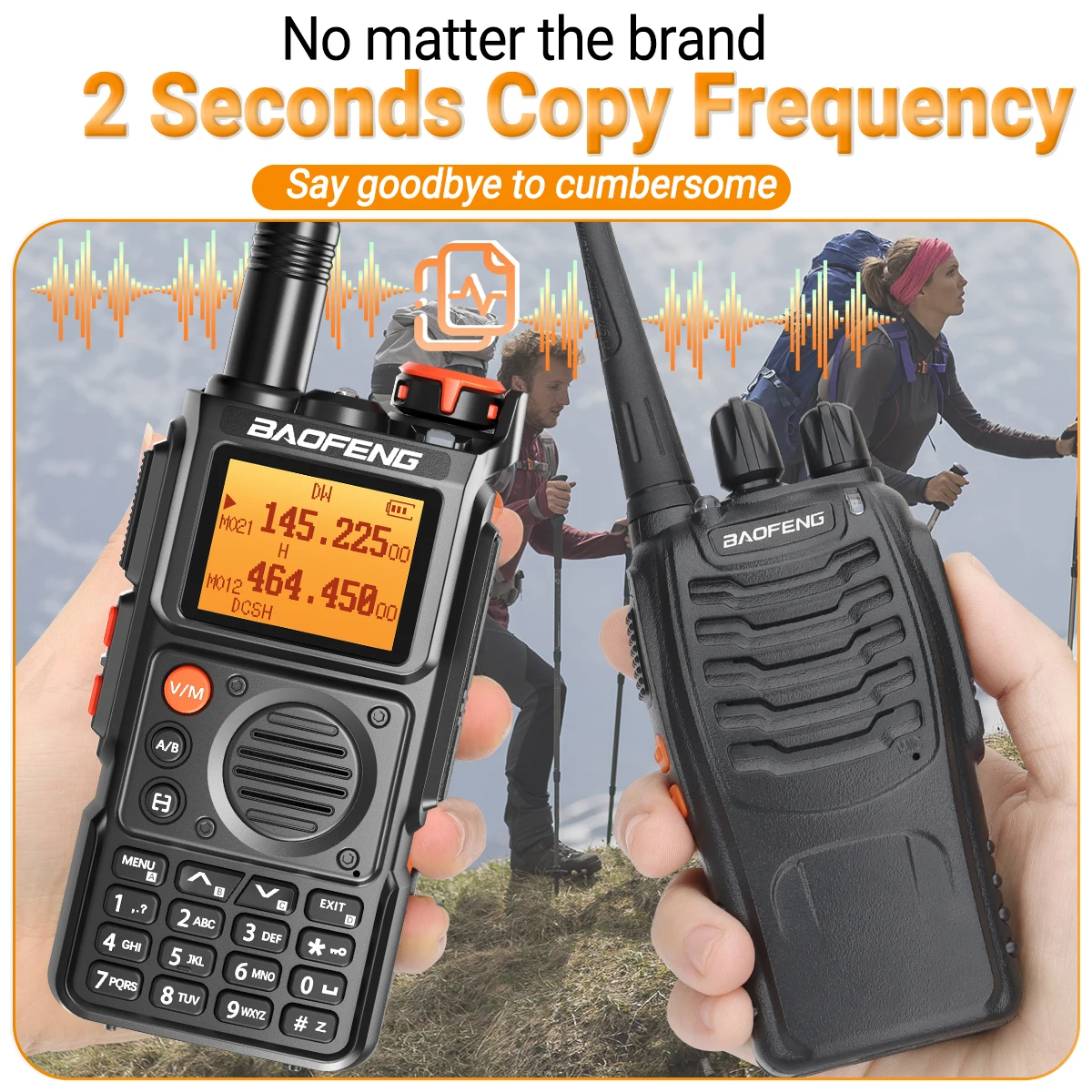 Baofeng-walkie-talkie piezas, Radio bidireccional de largo alcance, multibanda, frecuencia de copia inalámbrica, 999 canales, NOAA, DTMF, alta potencia, tipo c, 2 UV-K6 - imagen 3
