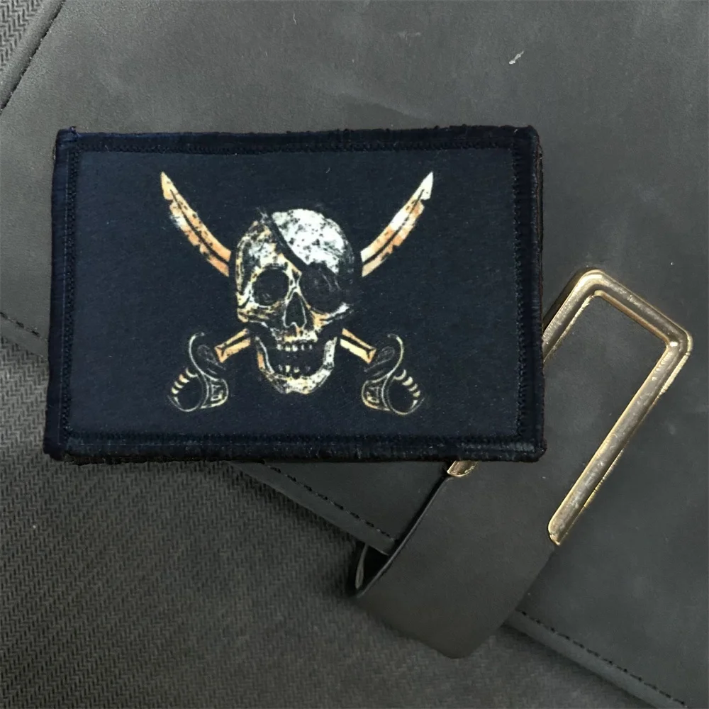 Parches de insignia de moral de calavera táctica, parche militar del ejército de esqueleto de doble filo, estampado de gancho y bucle, pegatinas de sombrero de mochila - imagen 3