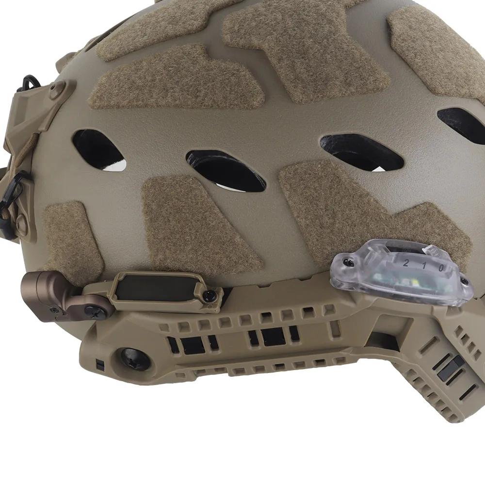 Conjunto de casco rápido de arco Modular táctico con caja de batería de riel, luz IR/ROJA, linterna LED, luz de señal, equipo de tren Airsoft para caza - imagen 5