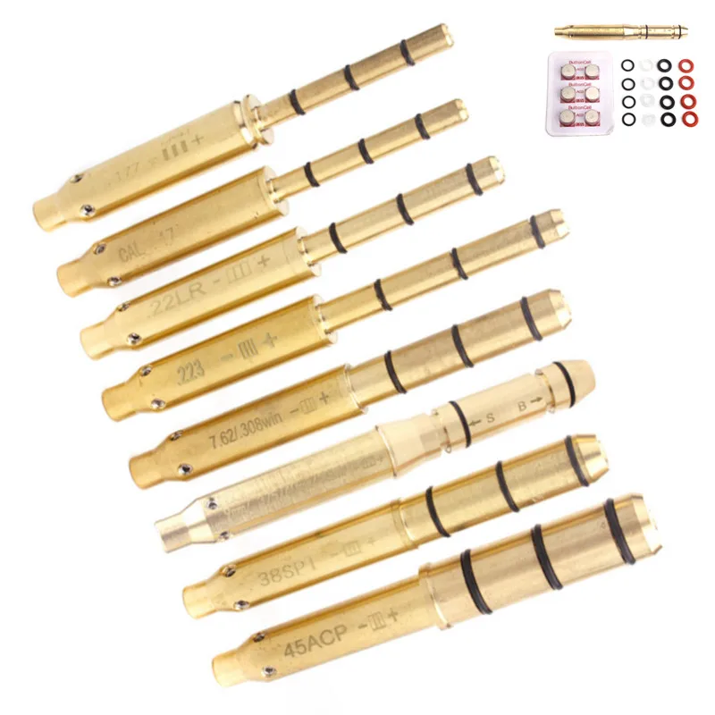 Puntero láser rojo táctico 9mm 45ACP .40S & W .38spl .223 .177 22LR Cal Training Hunting Bore Sight - imagen 4