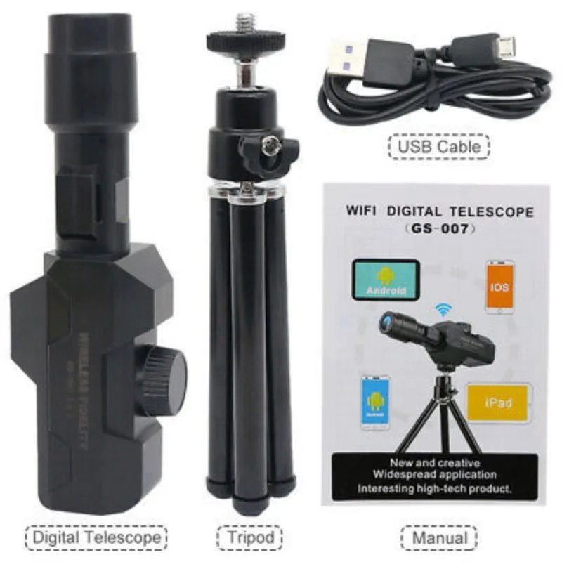 Telescopio Digital WiFi, lente objetivo de gran apertura 70X, fotos de 2MP, vídeo, detección móvil, miraciones, Monocular de posicionamiento - imagen 3