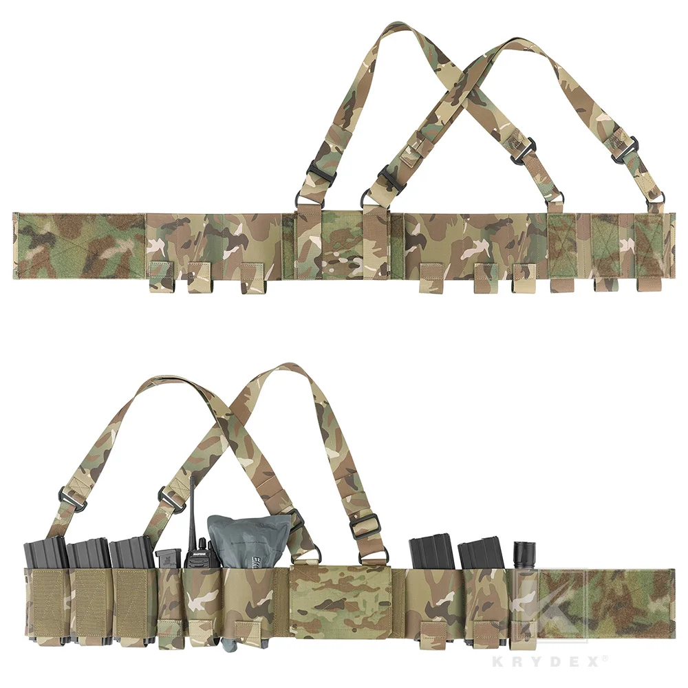 KRYDEX-plataforma de pecho táctica lista para llevar, faja elástica de baja visibilidad, bolsa Mag de 5,56mm y 9mm, chaleco para el pecho, bolsa adhesiva para dulces GP - imagen 4