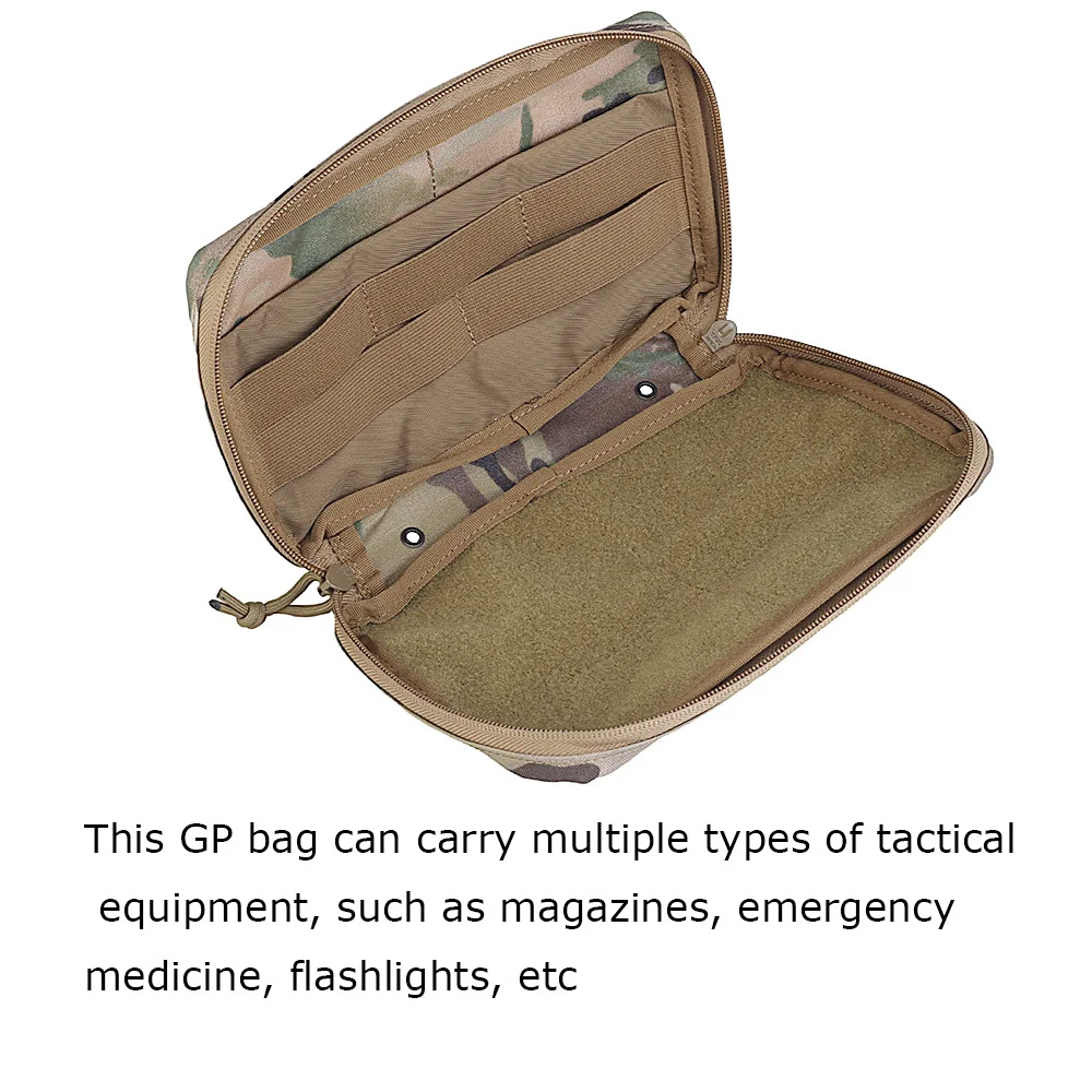 Bolsa táctica MOLLE GP, almacenamiento de herramientas EDC, Panel de bucle, cierre de cremalleras dobles, chaleco de caza al aire libre, accesorios - imagen 3