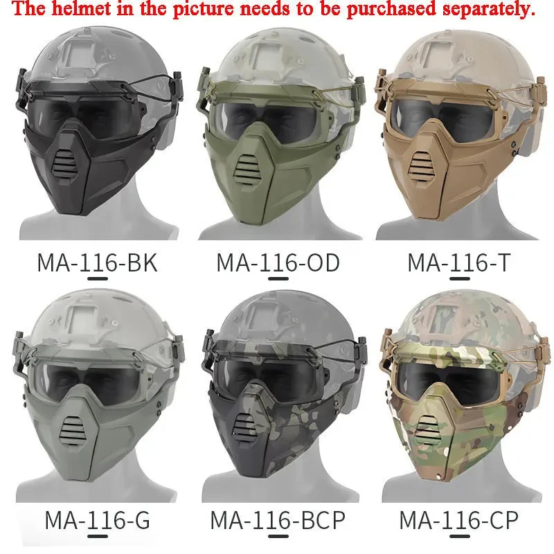 Máscara de Halloween para Cosplay, máscaras tácticas de media cara transpirables, máscaras protectoras faciales Airsoft para caza con conector para casco - imagen 2