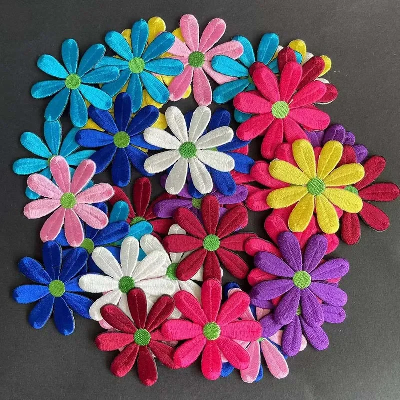 Parche de apliques florales para ropa, 5,5 CM/10 piezas, pegatinas de tela de flores Galsang, parches bordados para planchar para vestido, chaqueta, ropa - imagen 2