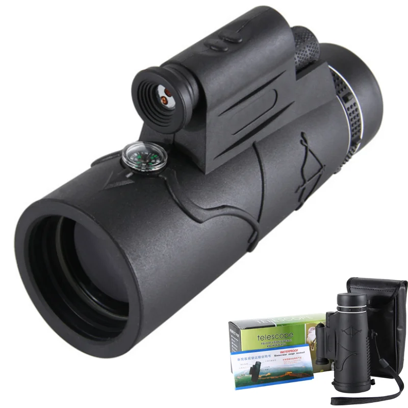 Telescopio Monocular potente con ZOOM HD, binoculares portátiles de largo alcance, para caza y Camping, con trípode y Clip para teléfono, 50x60