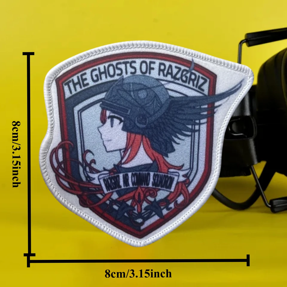 Parche táctico de Chica de Anime para ropa, emblema de gancho y bucle impreso de fantasmas de Razgriz, insignia de moral militar, brazalete, pegatinas para mochila - imagen 2