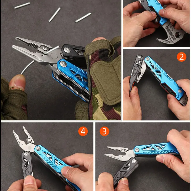 Martillo multifuncional, alicates portátiles plegables para exteriores, defensa corporal de coche, herramienta combinada universal de una sola pieza multiusos - imagen 4