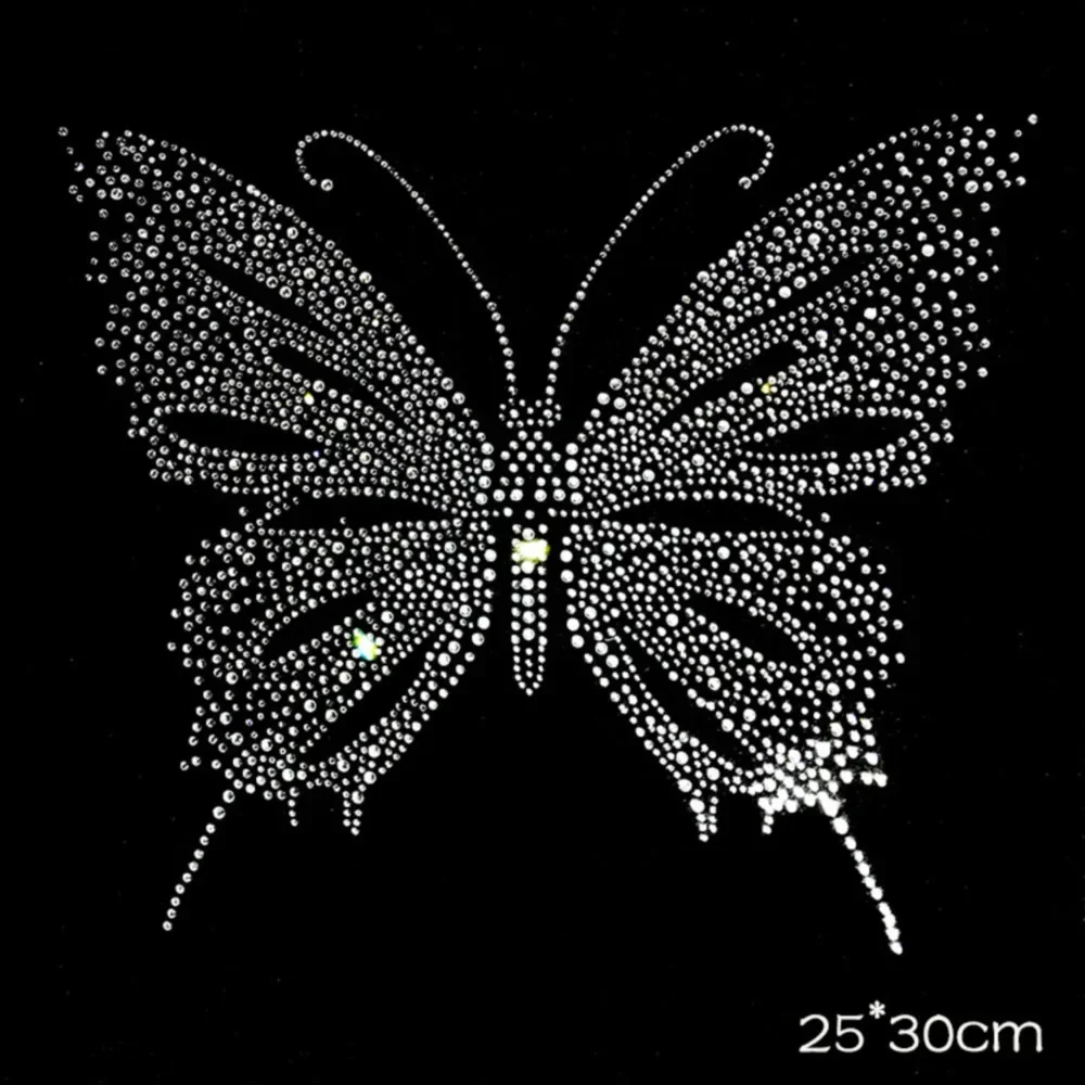 Parches de mariposa de diamantes de imitación con purpurina 3D, transferencia de hierro para ropa, accesorios de mariposas, apliques de vestido, pegatinas - imagen 2