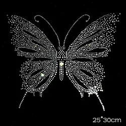 Parche termoadhesivo mariposa strass purpurina 3D para ropa