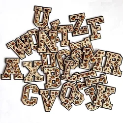 Parches de insignia de letras del alfabeto inglés A ~ Z, apliques bordados con estampado de leopardo, pegatinas para planchar para ropa, ropa con nombre DIY