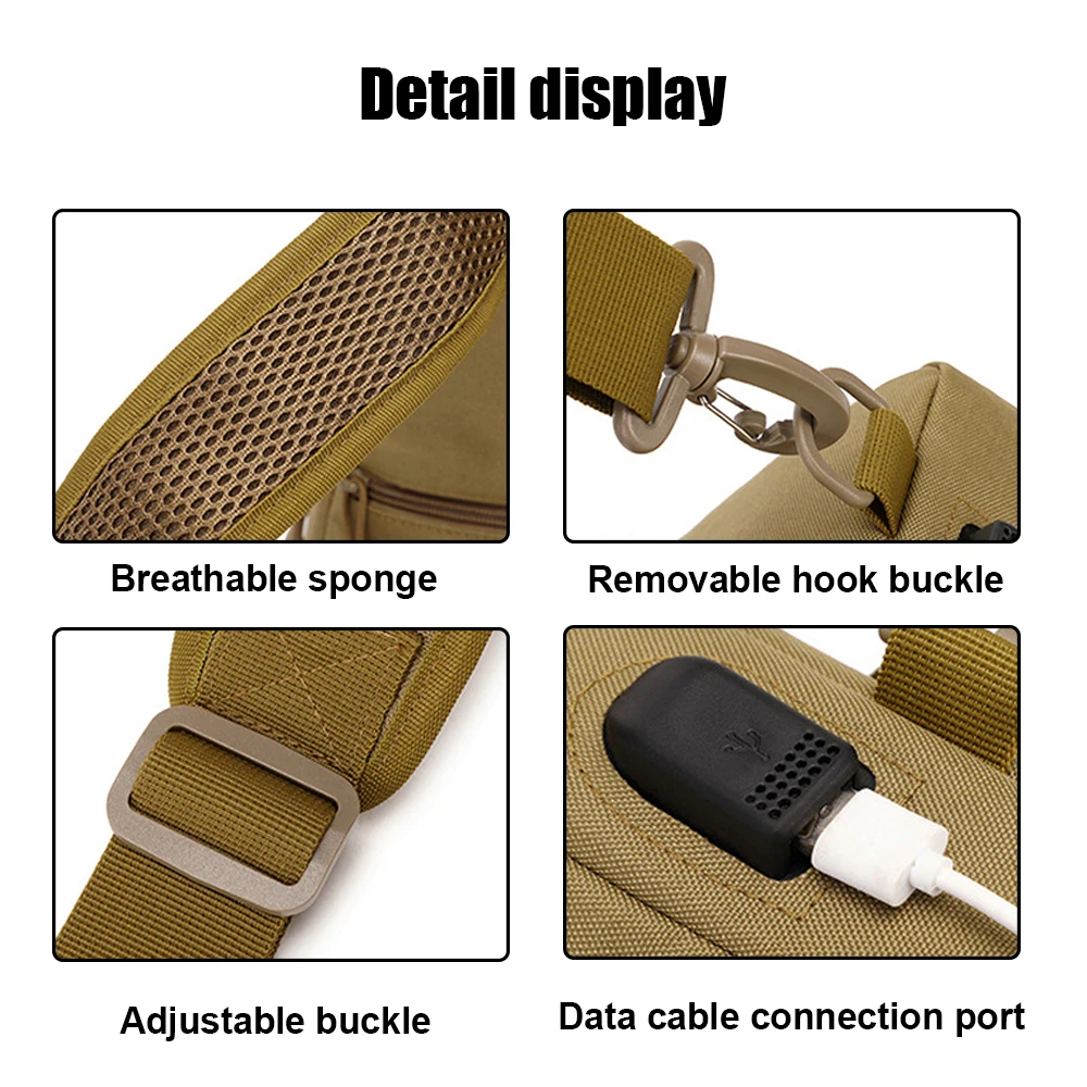 Bolso táctico para el pecho, bandolera para exteriores, bolso cruzado para acampar, escalar, mochila de hombro, bolso de caza - imagen 3