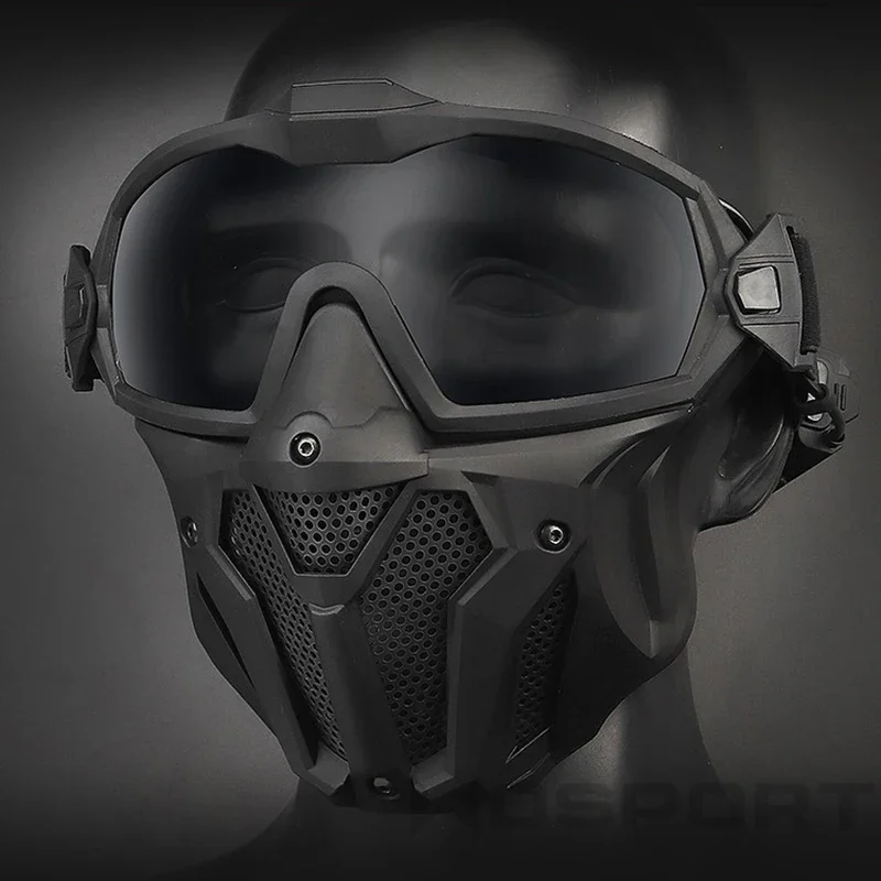 Máscara táctica estilo máscara táctica máscara facial completa para Paintball con gafas Aiti-Fog ojos nariz boca oreja equipo protector - imagen 2