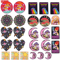 10 unids/lote parche de dibujos animados seta sol parches bordados DIY parches para planchar para ropa parches termoadhesivos insignias de costura