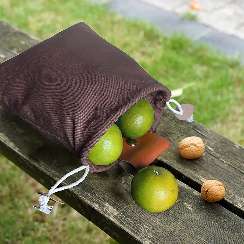 Bolsas de recolección de fruta para jardín, delantal para cosechar y desherbar, bolsa de lona para forrajear al aire libre con cordón plegable - imagen 3