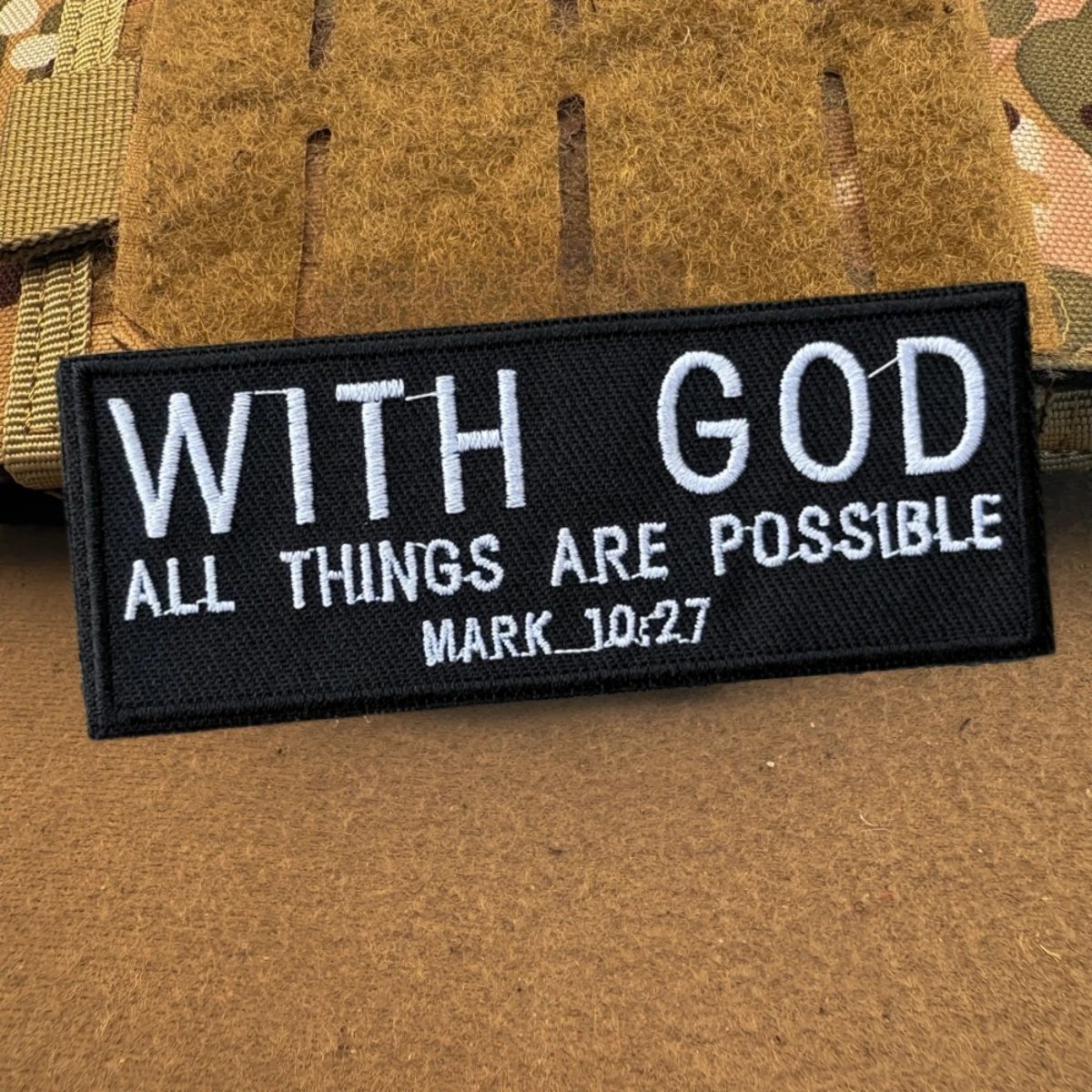 MARK 10:7, parches de gancho y bucle bordados para versículo bíblico para ropa, insignia de moral militar, pegatina decorativa para mochila táctica