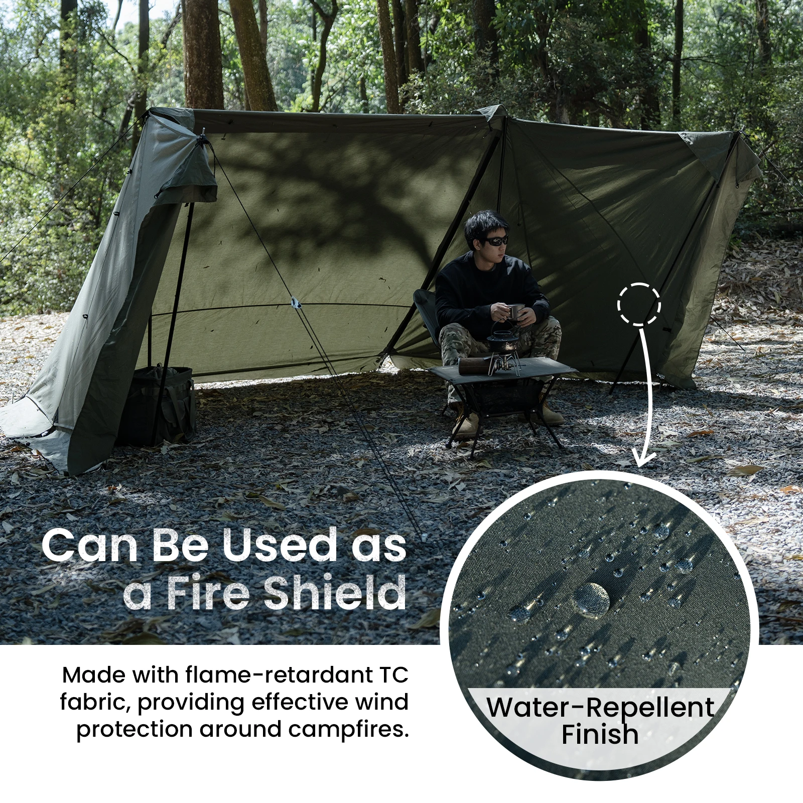 OneTigris-candelera de acampada para supervivencia, terileno de alta resistencia, lona de viento de algodón, refugio solar, lona de cocina al aire libre, accesorio para tienda - imagen 5