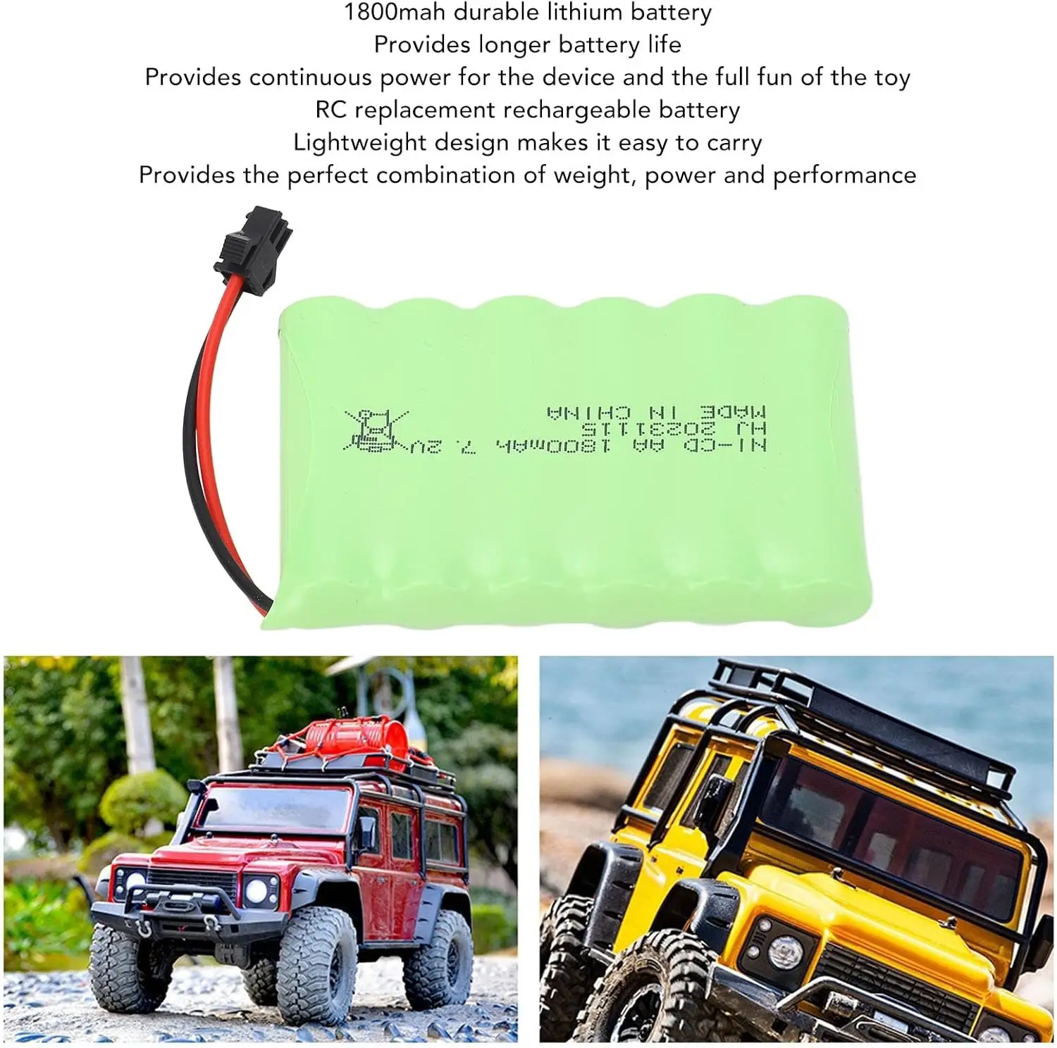 7,2 V 1800mAh Ni-CD AA batería de litio recargable SM-2P enchufe para RC juguete coche barco pistola tanque camión trenes RC modelo de juguete - imagen 4