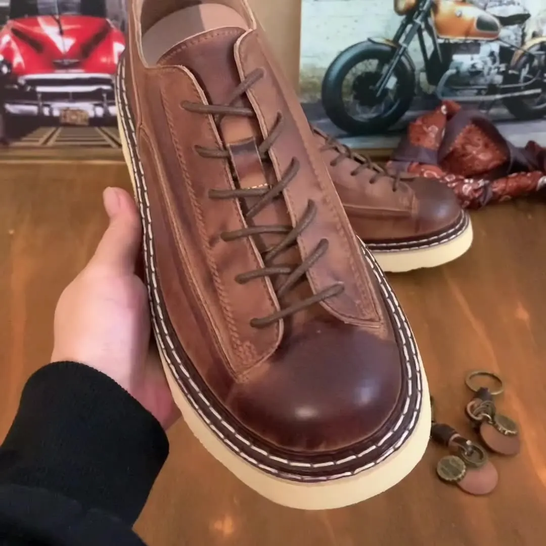 KOWM, zapatos de senderismo para hombre al aire libre, botas impermeables de piel de vaca para caminar, zapatillas de deporte para acampar en el desierto, zapatos de viaje informales para senderismo al tobillo - imagen 3