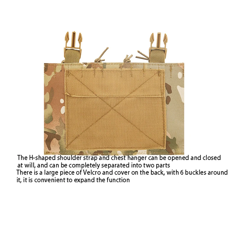 Chaleco táctico para el pecho con soporte para bolsa de revista 5,56/7,62, chaleco táctico ajustable multifuncional para exteriores con corte láser 1000D - imagen 3