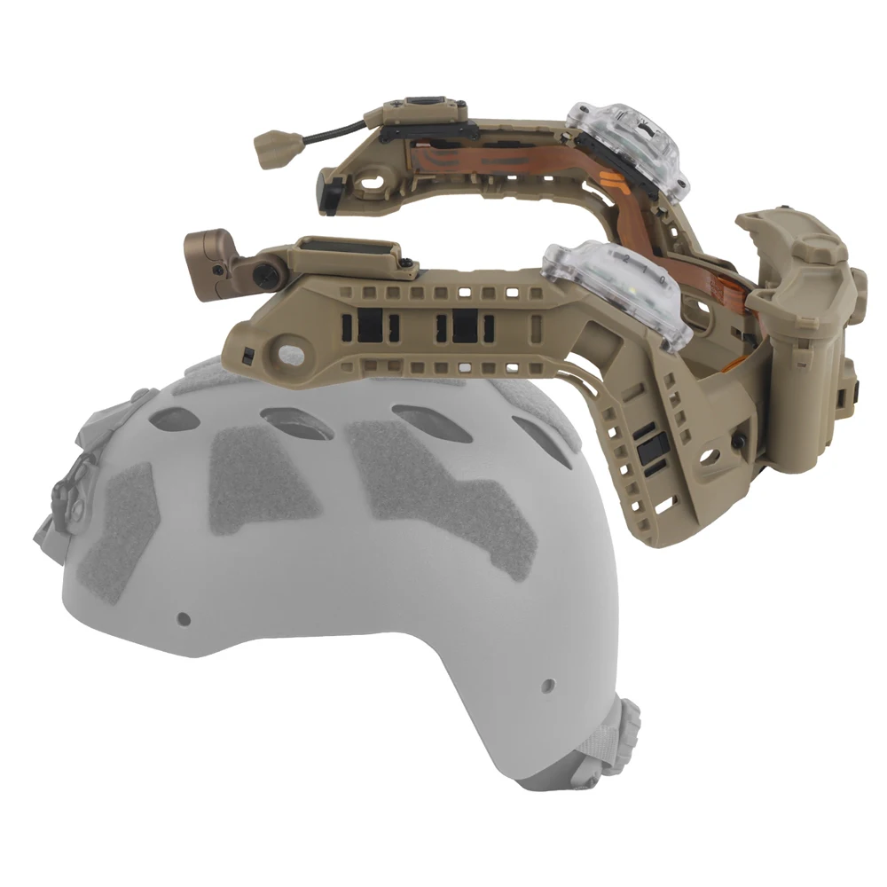 Juego de rieles de arco Modular táctico para montaje rápido de casco Airsoft, linterna LED roja/blanca/IR, luz de señal, caja de batería, engranaje integrado