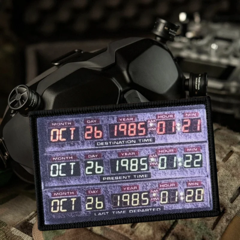 Parche de impresión de máquina del tiempo, chaleco táctico, insignia de moral con gancho y bucle, pegatinas decorativas para mochila, parches para brazalete para ropa - imagen 5