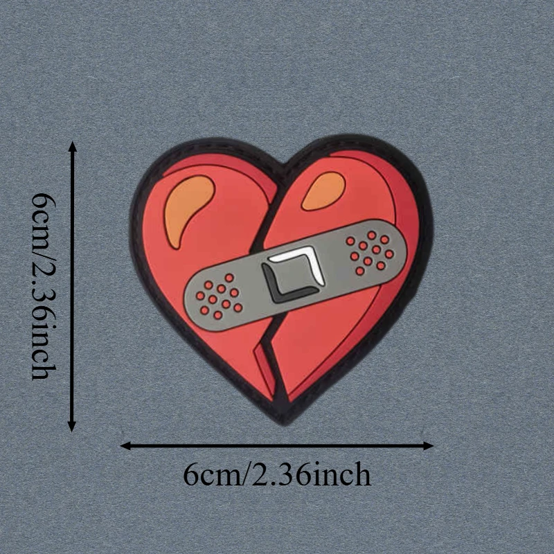 Parche de PVC 3D "Corazón agrietado", chaleco táctico, sombreros con gancho y bucle, insignia de moral, mochila, pegatinas decorativas, parches para brazalete para ropa - imagen 3