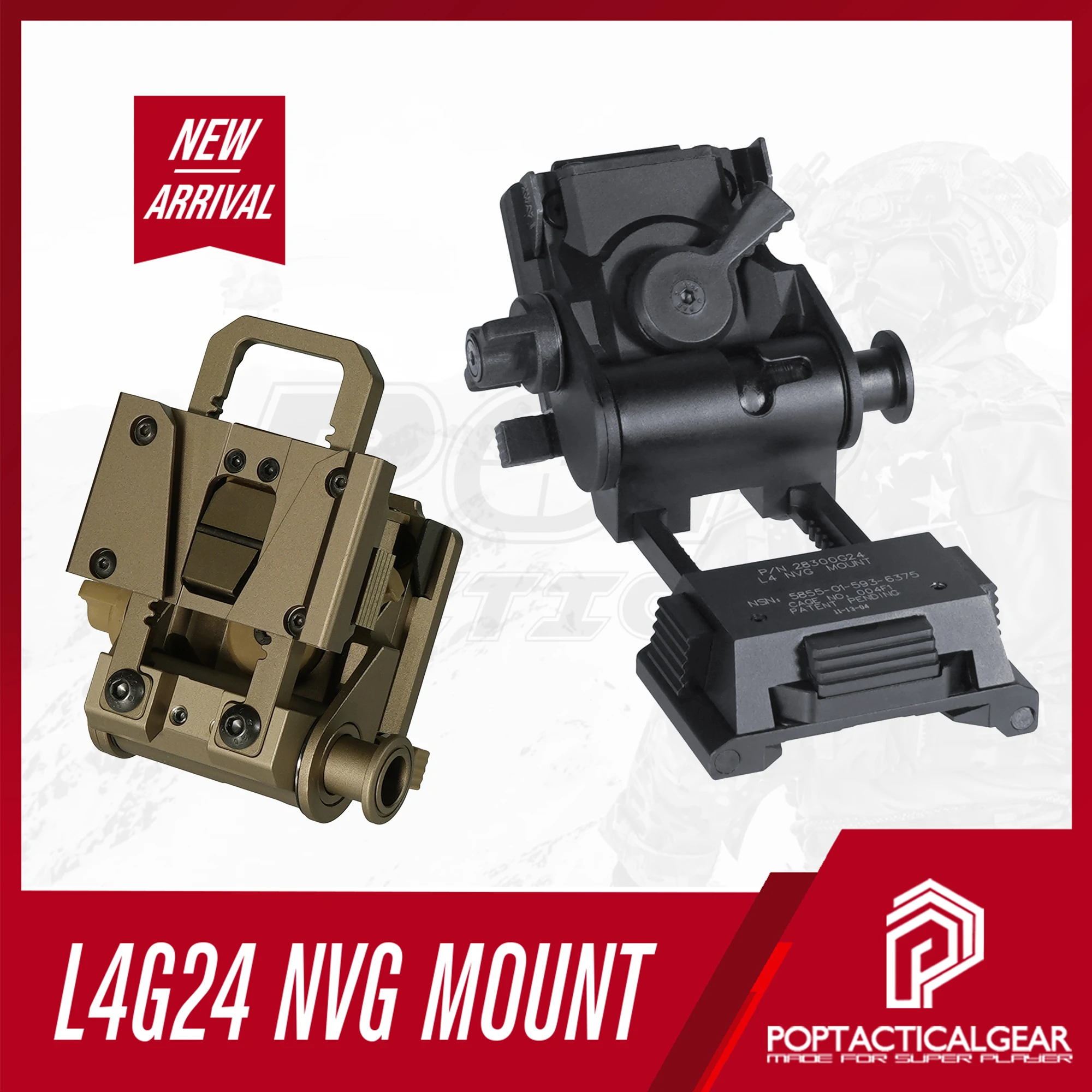 Nuevo soporte para casco táctico L4G24 NVG, versión 2025 anodizada dura con marcas originales, color negro y FDE, en stock - imagen 2