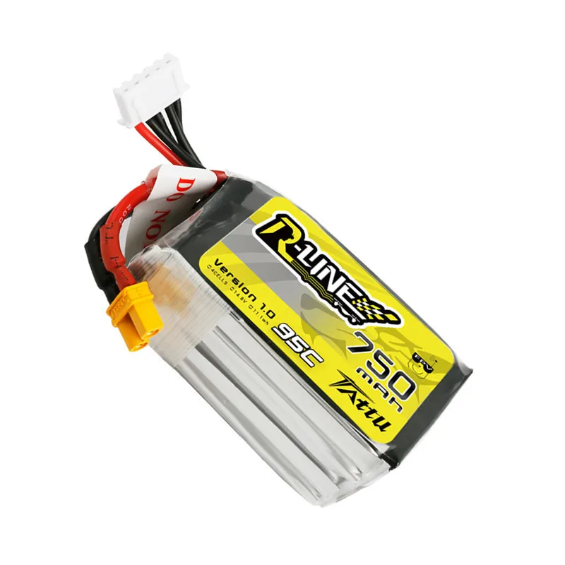 Batería Lipo recargable para Dron de carreras, 3 piezas, TATTU-R-LINE, 1,0, 750mAh, 95C, 14,8 V, para helicóptero de control remoto, cuadricóptero, FPV, 4S - imagen 5