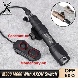 Surefir-linterna M300 M600 con AXON, interruptor de presión remoto de doble función, compatible con riel de 20mm, luz táctica Airsoft para caza