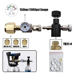 Cilindro CO2 recargable con adaptador TR21-4 y medidor presión