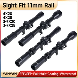Mira telescópica para airsoft retícula rail cola de milano 11mm