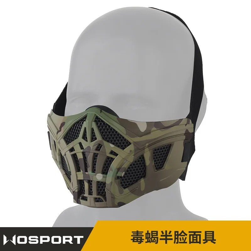 Mascarilla de silicona para exteriores, máscara de media cara, camuflaje, protección facial transpirable, CS - imagen 4