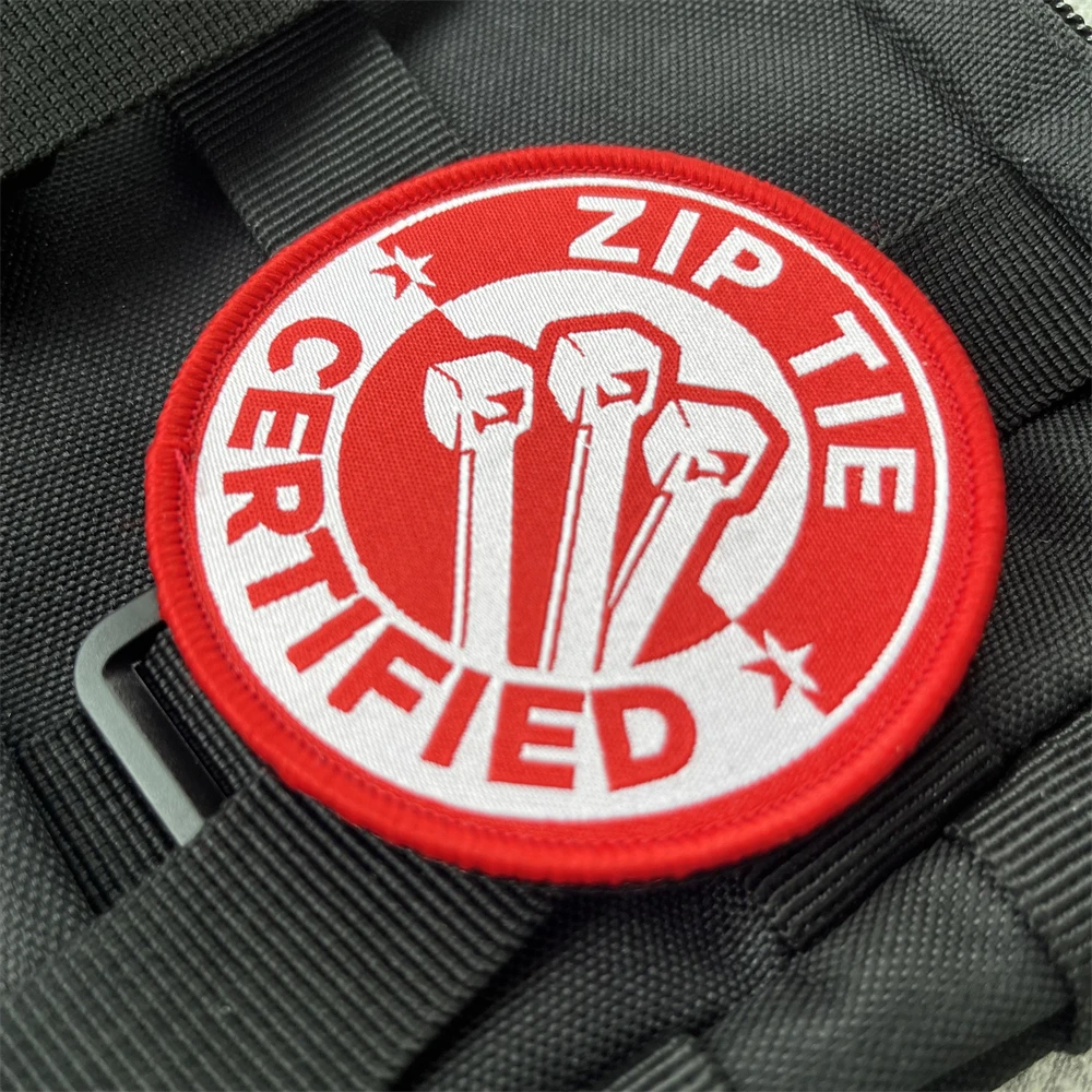 Parches de insignia de moral certificados con lazo con cremallera, mochila táctica, brazalete con etiqueta tejida con gancho y bucle militar