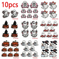 Lote de 10 Uds. De parches bordados con cabeza de calabaza Horrible para planchar para ropa, chaquetas, sombreros, insignias adhesivas de fantasma de dibujos animados para coser