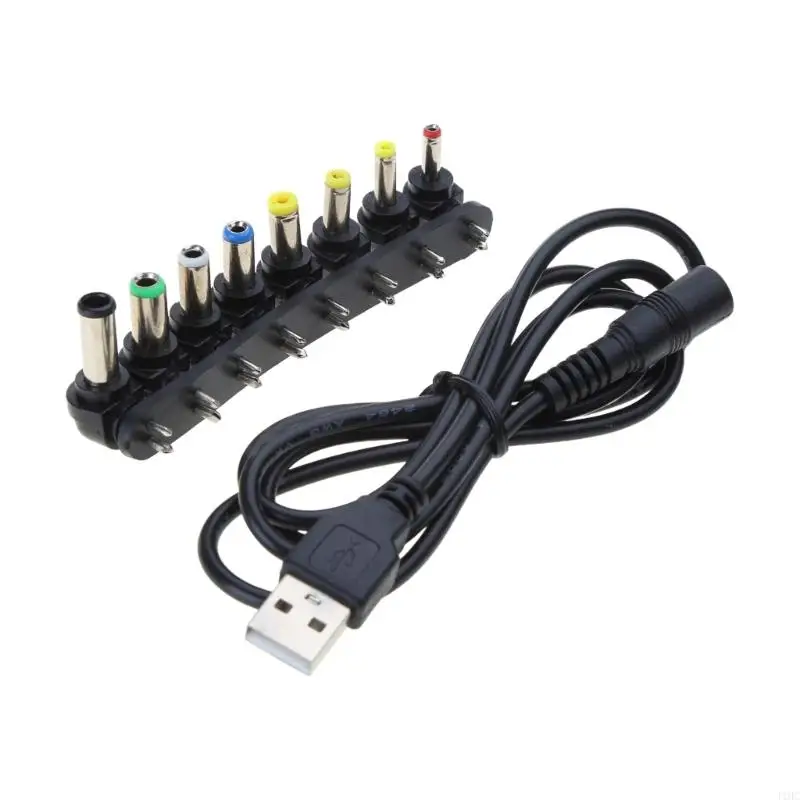 J1HC USB a DC5.5x2.5 Conectores orificio redondo Cable Convertidor USB5V DC9/12V Cable refuerzo - imagen 3