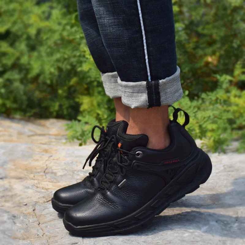 MODE Zapatos de senderismo COMPLETOS para hombre, zapatillas de deporte de cuero de vaca para correr al aire libre, zapatillas de senderismo con cordones, cómodas, ligeras y suaves, zapatillas de tenis informales - imagen 5