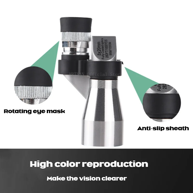 Telescopio Monocular portátil para exteriores, Mini Zoom de bolsillo HD 8x20, para caza, Camping, montañismo, caminata, observación de aves - imagen 5