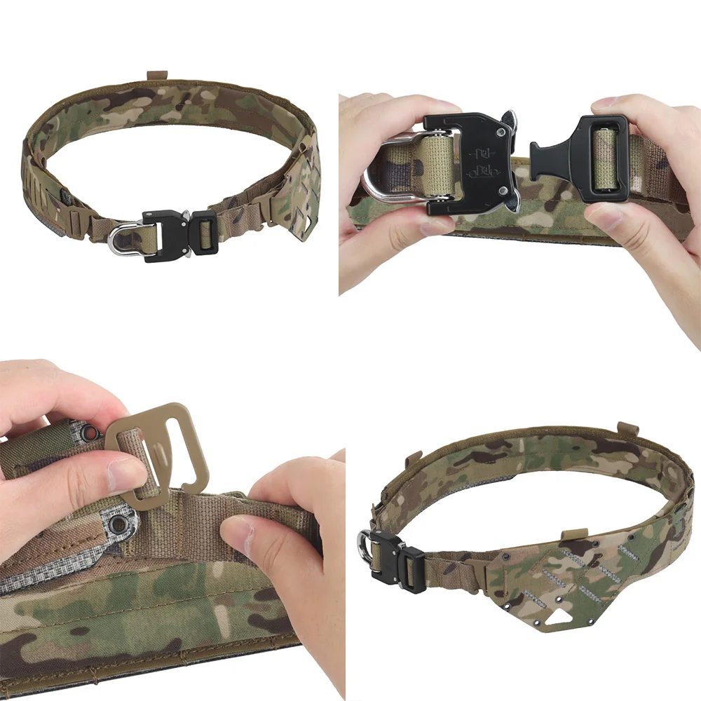 Cinturón táctico de 2 capas para caza al aire libre, cinturón de combate, hebilla de Metal de separación rápida, MOLLE, equipo de Airsoft, sistema de usuario - imagen 2