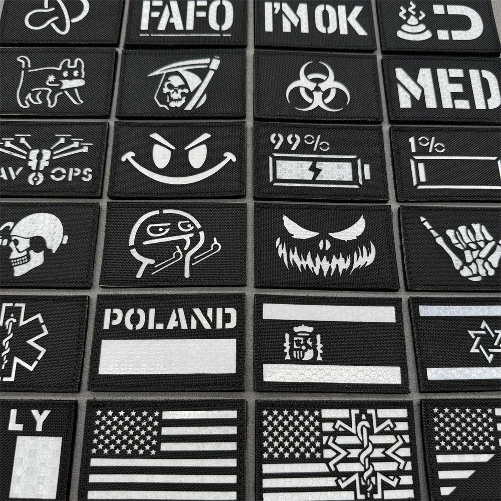 Parches tácticos 3D, insignia reflectante IR en mochila, chaleco, ropa, emblemas de corte láser, gancho y bucle, equipo para exteriores - imagen 4