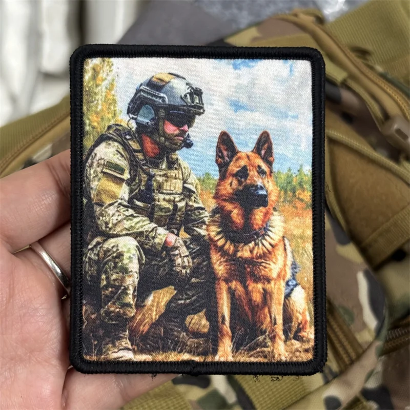 Parche con estampado de perros y soldados militares para ropa, parches tácticos con gancho, insignias de moral, pegatinas para mochila - imagen 5