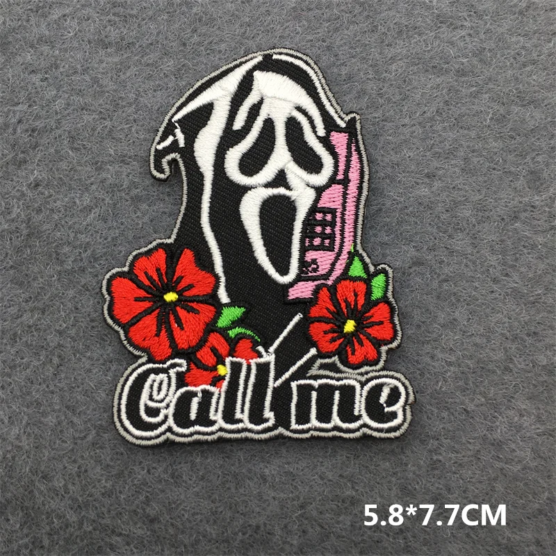 Parches bordados Punk de película de terror para ropa, parches de planchado a rayas, apliques de bricolaje, parches de miedo en pegatinas de ropa - imagen 5