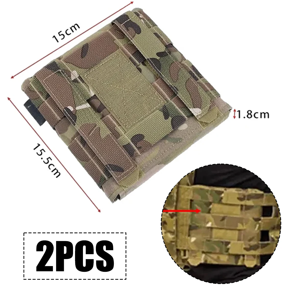 Bolsa de placa lateral táctica para chaleco JPC2.0 AVS Molle, bolsa lateral de camuflaje para caza 35107, equipo táctico, bucle de gancho suave a prueba de golpes - imagen 4