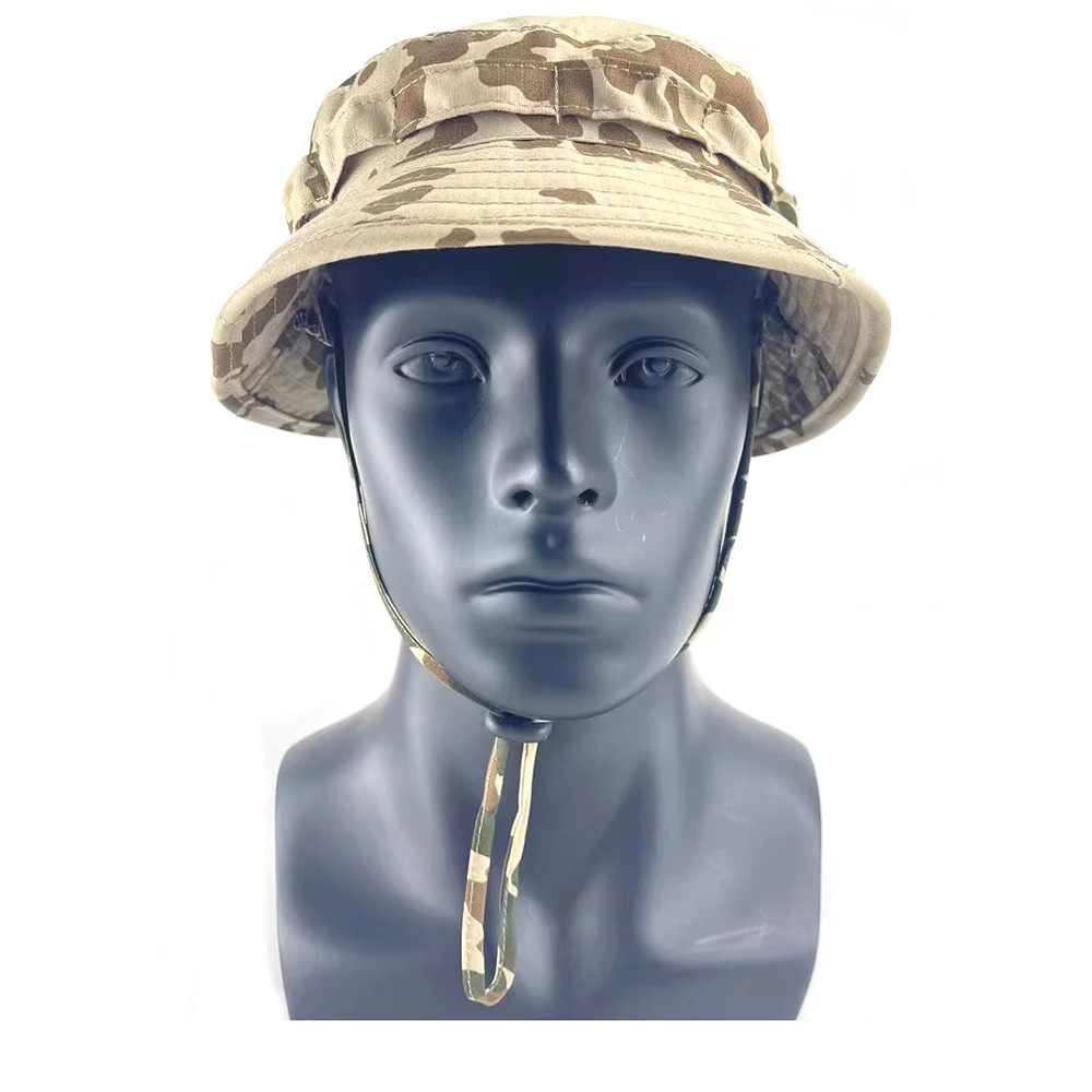 Sombrero de sombrilla de camuflaje táctico al aire libre para montañismo, sombrero de combate de ala corta manchado alemán del desierto Flecktarn - imagen 3