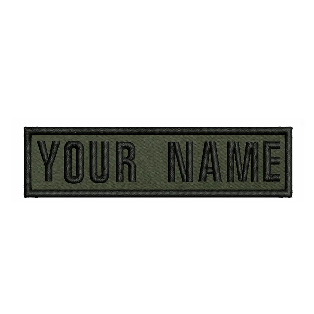 Parche de texto con nombre personalizado bordado, insignia de rayas, planchado, coser o parches, fondo verde militar, 10x2,5 cm - imagen 2