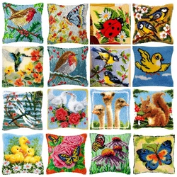 Kits de estera de gancho de pestillo de la serie Animal de pájaro, paquete de almohadilla de botón DIY, Smyrna klink haak, bordado de almohada, knooppakket, nuevo